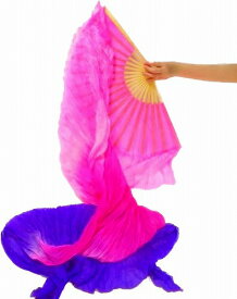 ファンベール ベリーダンス ベール 1本 ピンク×紫色 ダンス 扇子 よさこい 扇子 団扇 衣装 舞台 小道具 シルク グラデーション