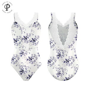 \Lineお友達いつでも300円OFFクーポン/【DANSE DE PARIS ダンスドパリ】レースVネックレオタード インディゴ レオタード 大人 子供 ジュニア バレエレオタード モーリンシリーズ (Moulin Leotard Indig