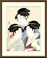 【 SALE ★ 20%OFF 】 絵画 額入りアート 浮世絵 喜多川歌麿 「寛政の三美人」 J5-G002 F8:61cm×49.5cm …