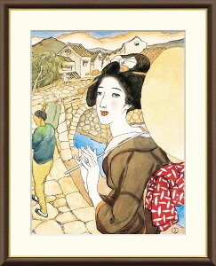 有名 画家 額入りアート 竹久夢二 「眼鏡橋」 J2-124 F8:61cm×49.5cm F6:52cm×42cm F4:42cm×34cm 送料無料 日本の名画 有名絵画 日本 日本画 日本画家 japan 有名絵画 引っ越し祝い ギフト