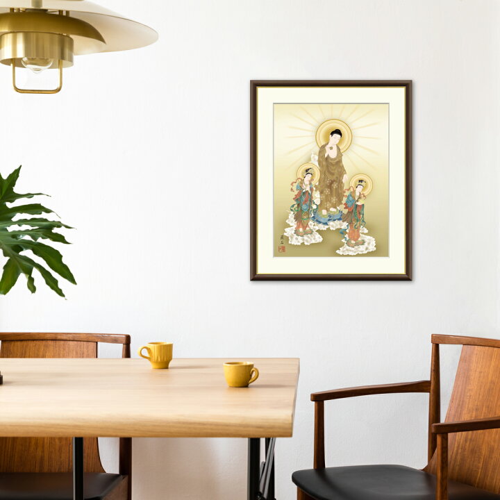 楽天市場】額入りアート 仏事 「阿弥陀三尊佛」 J4-K004 F8:61cm×49.5 
