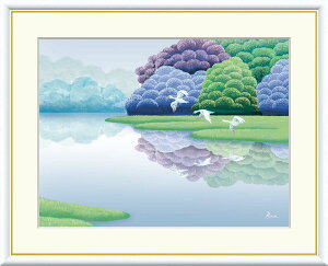 有名 画家 額入りアート 竹内凛子 湖畔早春 j3-d001 F8 61cm×49.5cm F6 52cm×42cm F4 42cm×34cm 送料無料 アート アートパネル 絵 モダンアート 湖 癒し 透明感