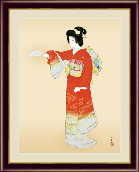 楽天市場 絵画 有名 有名絵画 額入りアート 上村松園 序の舞 F4 送料無料 Uemura Syoen インテリア 日本の名画 浮世絵 日本 日本画 女流画家 日本画家 美人画 Japan 引っ越し祝い 引越 事務所移転 店舗移転 開店祝い 外国人土産 明治 34cm 42cm ハッピー雑貨