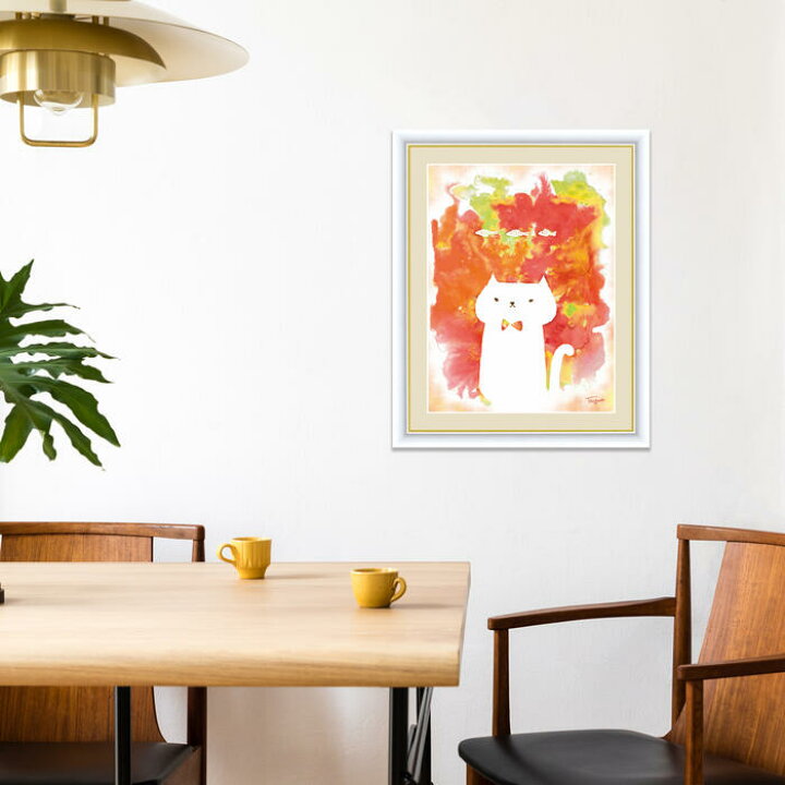 楽天市場 絵画 額入りアート 木下つぐみ ねこ F4 送料無料 インテリア おしゃれ ふわもこ癒しの動物 パステル アート モダン Cat 猫 ねこ ネコ 引っ越し祝い 引越 ギフト プレゼント 開店祝い 開業祝い 結婚祝い 新築祝い 34cm 42cm かわいいアート ハッピー雑貨