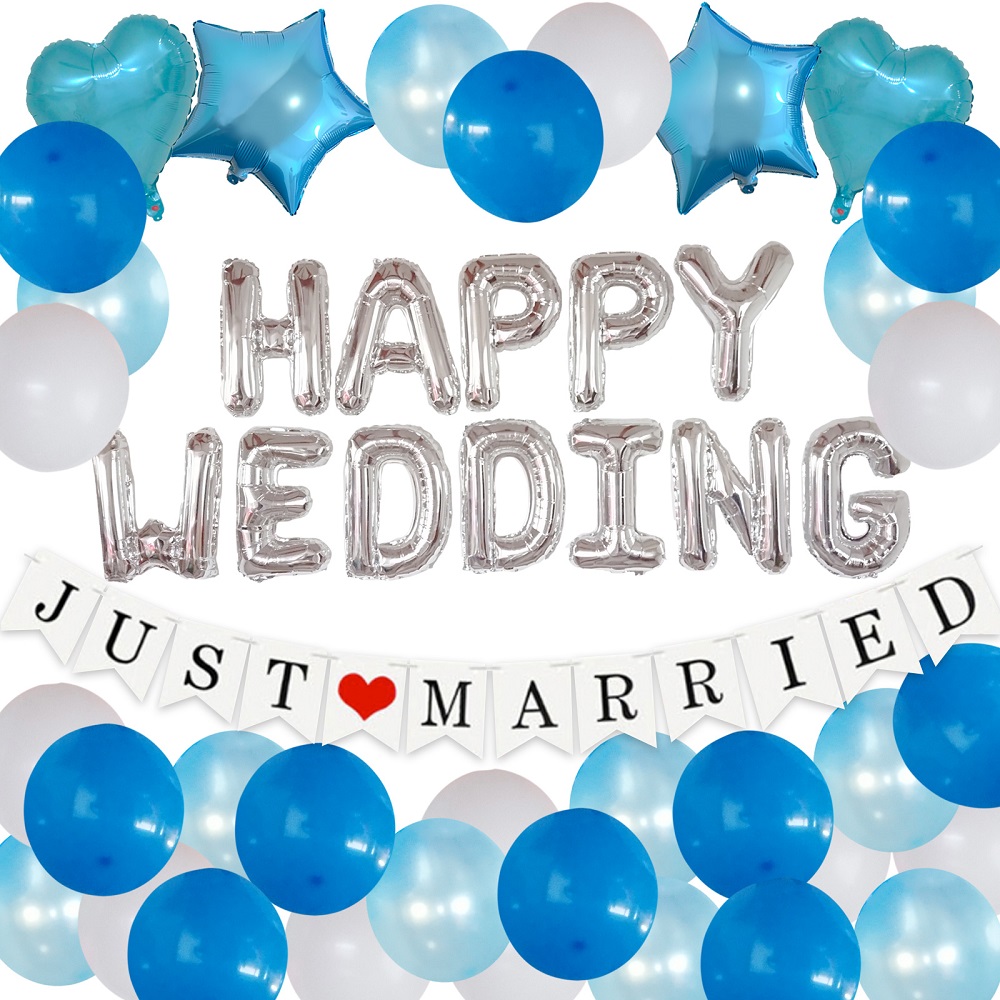 初売り HAPPY WEDDING キット ウェディング 飾り バルーン 送料無料 アルファベット 風船 デコレーション 結婚式 装飾  sarozambia.com