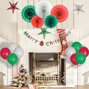 クリスマス バルーン < ペーパーファン+バルーンデコレーションキット > バルーン 風船 サンタクロース クリスマス 飾り付け 送料無料
