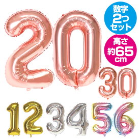 誕生日 バルーン 数字 バルーン 大きい 数字 バルーン 2個セット 大きい 数字 風船 数字 fte-number_w 2つセット ナンバー 風船 約65cm 飾り付け 飾り シルバー ピンク レインボー ゴールド