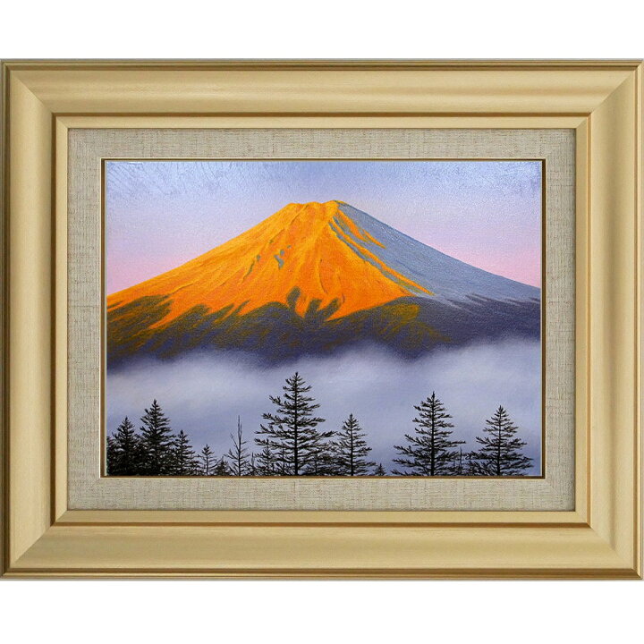 油絵 油彩 油彩画 絵 絵画【富士山と銀杏】