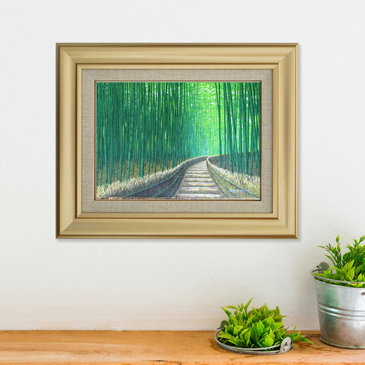 楽天市場】手描き 油絵 絵画 額入り油彩 油彩画 竹林3 F4サイズ 新屋敷 