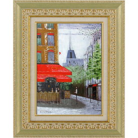 手描き 油絵 絵画 額入り 油彩 パリの街角 パリ F4サイズ 縦 石川佳図 ヨーロッパ 風景 絵 アート 風景画 幅402mm×高さ493mm
