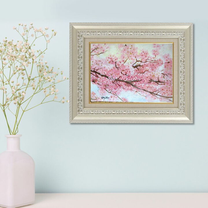 楽天市場】絵画 油絵 額入り油彩 手描き 油絵 さくら3 カラフル 花の絵 