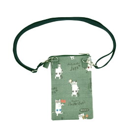 サコッシュ レディース 軽量 kusuguru クスグルジャパン ミニショルダーバッグ 斜めがけ 縦型 スマホ ポシェット スマホショルダー バッグ 送料無料 ネコまるけ 猫
