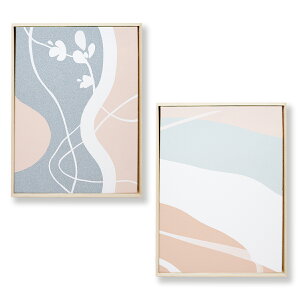 ファブリックアートパネル アート 絵画 キャンバス ABF1-2set 額入り キャンバス アート パネル abstract 抽象画 北欧 絵画 インテリア 30cm×40cm 2枚組 日本製