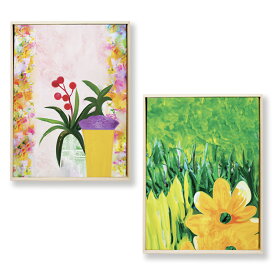 抽象画 おしゃれ アート ファブリックアート BTF1-2set 額入り キャンバス アート パネル botanical ボタニカル 植物 花 自然 絵画 インテリア 30cm×40cm 2枚組 日本製
