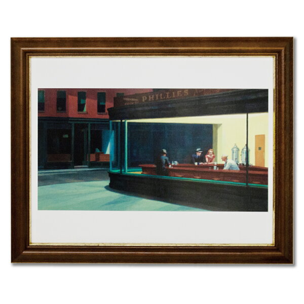 【 SALE ★ 20%OFF 】 エドワード・ホッパー 額入りアートポスター EH01-02「Nighthawks」 Edward Hopper S41×33cm L60×37cm  ポスター アートパネル アートフレーム アート インテリア 送料無料 絵画 額 入り タペストリー 壁掛け フレーム Poster