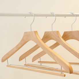 【FSC認証取得】【woola】　FSC認証木製ハンガー　幅420mm　厚み18mm　クリップ付き　バー付き　エコ　おしゃれ　インテリア　人気　ハンガー　収納　プレゼント　ギフト　洗濯物　環境にやさしい　サステナブル　木製ハンガー　トップス用　ズボン用　スカート用