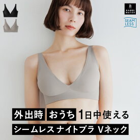 本日終了＼P5倍／ ナイトブラ シームレス Vネック 育乳 ブラジャー 育乳ブラ ノンワイヤー ブラ 脇高 大きいサイズ 小胸 脇肉 谷間 薄手 昼夜兼用 響かない 快適 楽 さらさら 通気性 無地 痛くない おしゃれ バンビウォーター 春