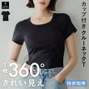 本日終了＼最大P11倍／ Tシャツ 半袖 カップ付き クルーネック トップス ブラトップ 盛れる 育乳 締め付けない 大きいサイズ ブラ内蔵 ノンワイヤー 楽 快適 伸縮性 バストケア レディース バンビウォーター 春夏