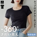 本日終了＼P4倍／カップ付き 半袖 クルーネック Tシャツ トップス ブラトップ 盛れる 育乳 締め付けない 大きいサイズ ブラ内蔵 ノンワイヤー 楽 快適 伸縮性 バストケア レディース バンビウォーター 春夏
