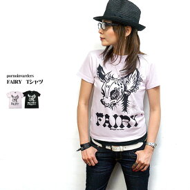 FAIRY　Tシャツ - pornoinvarders ポルノインベーダーズ pi001tee -Z完- 半袖 フェアリー バンビ BAMBI PUNKROCK パンクロックTシャツ バンド おしゃれ かっこいい かわいい イラスト メンズ レディース 男女兼用 ホワイト ピンク 白桃色 コットン綿100%【RCP】