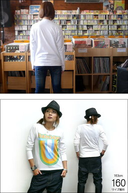 RainbowRecord(レインボーレコード)ロングスリーブTシャツ-BPGT-sp028lt-G-虹音楽ミュージックポップロックかわいいカジュアルオリジナルロンT長袖カットソーメンズレディースユニセックスホワイト白Tシャツ屋さんバンビ【RCP】