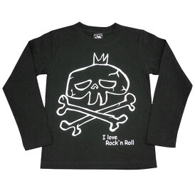 I love Rock'n Roll（スカルLOVE）ロングスリーブTシャツ (ブラック) sp033lt -F- 黒色 イラスト ロック ロックTシャツ ドクロマーク バンド 長袖Tシャツ メンズ レディース ユニセックス プリント 大きいサイズ ブラック 黒 Tシャツ屋さんバンビ【RCP】