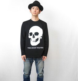 スカルロングスリーブTシャツ-TheGhostWritertgw013lt-Z完-長袖ロンTパンクロックSKULL骸骨ガイコツドクロ柄バンドTシャツアメカジカジュアルかっこいいメンズレディースユニセックスブラック黒大きいサイズ春秋冬服コーデ【RCP】