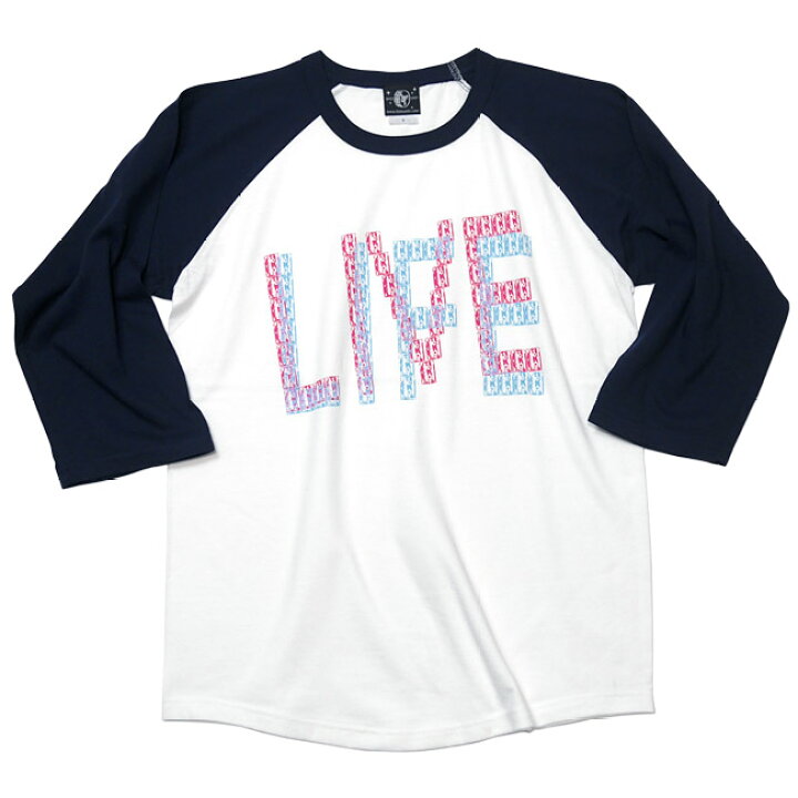 楽天市場】LIVE LIFE ラグランスリーブTシャツ (ホワイト×ネイビー袖 