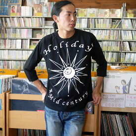 HOLIDAY (ホリデー) ラグランスリーブTシャツ - tgw027rg-bkbk -F- 7分袖 黒×黒袖色 パンクロック スカル ドクロ ミッドセンチュリー グラフィックデザイン アメカジ ストリート メンズ レディース 男女兼用 かっこいい オリジナルブランド コットン綿100%【RCP】