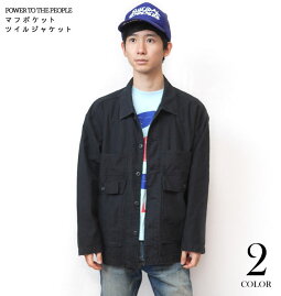 【送料無料】マフポケットツイルジャケット(ブラック)POWERTOTHEPEOPLE-pttp2118-bk-Z完-黒色無地長袖トップスアウターカバーオールブルゾンアメカジカジュアルストリートかっこいいメンズセレクトMサイズ【RCP】【smtb-m】
