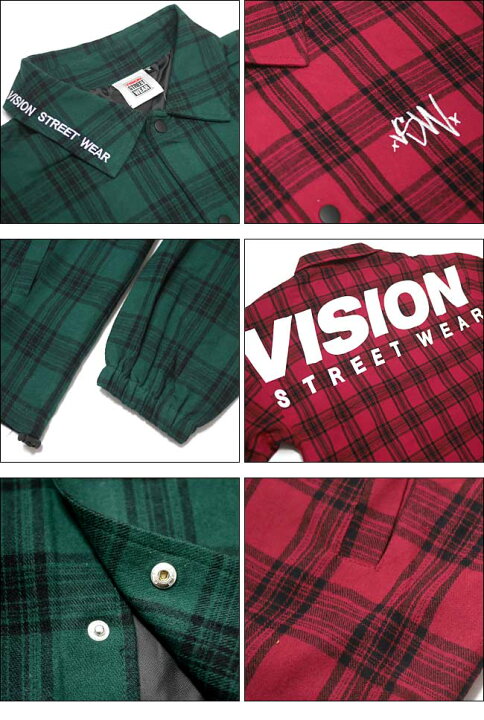 楽天市場】チェック柄 コーチジャケット ( グリーン ) VISION STREET 