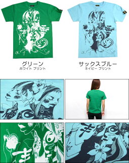 ガールガールTシャツ-bastergreatバスターグレード-bg002tee-A-イラストコラボTシャツポップアメカジ可愛いプリントオリジナル半袖メンズレディースユニセックスファッション大きめサイズブルーグリーン【RCP】