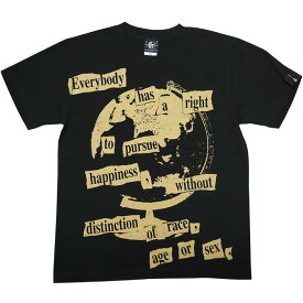 Happiness（ハピネス）Tシャツ (ブラック) hw004tee-bk-Z完- 半袖 黒色 地球儀 パンクロックTシャツ バンド グラフィック かっこいい ストリート アメカジ メンズ レディース ユニセックス 大きいサイズ コットン綿100% オリジナルブランド【RCP】