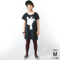 王冠バンビTシャツワンピース-sp004opt-Z完-ワンピTシャツ半袖ばんび子鹿bambiキャラロゴTeeバックプリントカジュアルコーデ可愛いかわいいレディースガールズブラック黒色MサイズオリジナルブランドTシャツ屋さんバンビ【RCP】