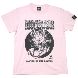 MONSTER BOWLER (モンスターボーラー) Tシャツ (ライトピンク) sp027tee-lp -F完- 半袖 パンクロック 怪獣 カイジュウ イラスト オリジナルプリント アメカジ カジュアル かっこかわいい メンズ レディース 男女兼用 コットン綿100% 【RCP】