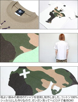 迷彩バンビTシャツ(ホワイト)-BPGT-sp088tee-wh-G-RR-半袖メンズレディースキャラカモフラージュかわいい可愛いbambi子鹿ロゴカジュアルアメカジストリートファッションオリジナルユニセックス大きいサイズデザインおしゃれ白【RCP】