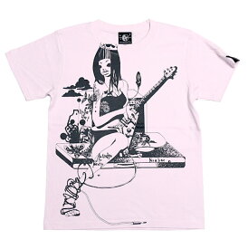 ギターガール Tシャツ (ライトピンク) - baster great - bg003tee-lp -F- 桃色 半袖tee ギタリスト ロックTシャツ ガールズバンド かっこかわいい イラスト プリント メンズ レディース 大きいサイズ コットン綿100％ バスターグレード【RCP】