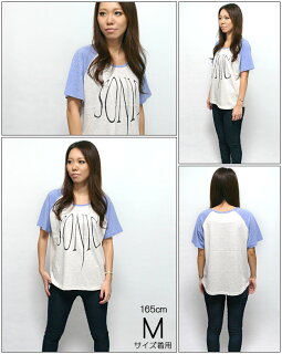 SONICラグランガールズビックTシャツ-LPR-a02grg-Z完-ロックソニック楽譜音楽ミュージックかっこいかわいいオリジナルカットソー半袖レディースMサイズアメカジカジュアルファッション春夏秋服コーデTシャツ屋さんバンビ【RCP】