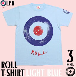 ROLL(ロール)Tシャツ(ライトブルー)-LPR-a08tee-lbu-Z完-青半袖ターゲットモッズバンドTシャツロックTシャツレコードアナログ盤プリントカジュアルメンズレディースペアユニセックス大きいサイズ春夏秋服コーデコットン綿100%【RCP】