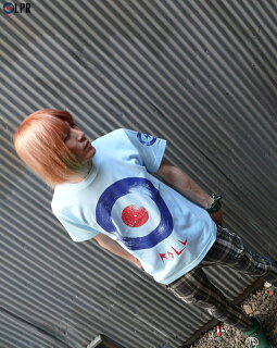ROLL(ロール)Tシャツ(ライトブルー)-LPR-a08tee-lbu-Z完-青半袖ターゲットモッズバンドTシャツロックTシャツレコードアナログ盤プリントカジュアルメンズレディースペアユニセックス大きいサイズ春夏秋服コーデコットン綿100%【RCP】