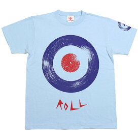 ROLL ( ロール ) Tシャツ ( ライトブルー ) a08tee-lbu -X- 水色 半袖 ターゲット モッズ モッド バンドTシャツ ロックTシャツ レコード アナログ盤 かっこいい メンズ レディース ユニセックス オリジナル ライブ フェスコーデ コットン綿100%【RCP】