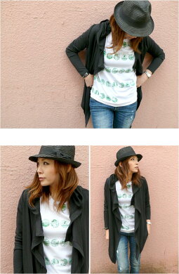 ドットライン(もじゃの森)Tシャツ-なかひらまいmn006tee-Z完-半袖トップス水玉ストーリー絵本デザインイラストコラボかわいい可愛いアメカジメンズレディースユニセックス大きいサイズグリーンホワイト緑白色春夏秋服コーデ綿100%【RCP】