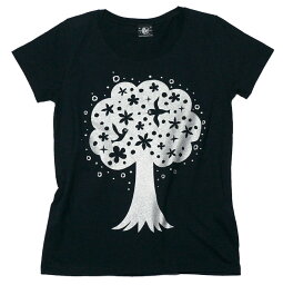 happytree(ハッピーツリー)ガールズUネックTシャツ-なかひらまい-mn007gu-G-幸せの木メッセージTシャツイラストナチュラルブルーカジュアルオリジナルコラボTシャツ半袖レディースGIRLS【RCP】