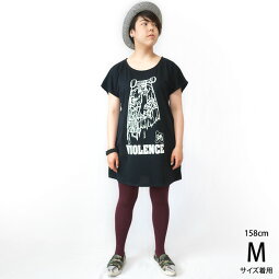 VIOLENCE(バイオレンス)Tシャツワンピース-pi009opt-Z完-ワンピTシャツ半袖TeeゾンビスケボーパンクロックTシャツバンドTシャツカジュアルコーデアメカジおしゃれかわいいレディースガールズブラック黒色Mサイズオリジナルブランド【RCP】