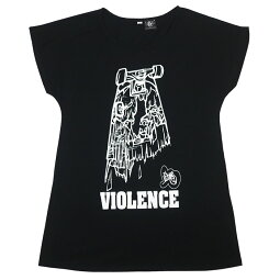 VIOLENCE(バイオレンス)Tシャツワンピース-pi009opt-Z完-ワンピTシャツ半袖TeeゾンビスケボーパンクロックTシャツバンドTシャツカジュアルコーデアメカジおしゃれかわいいレディースガールズブラック黒色Mサイズオリジナルブランド【RCP】