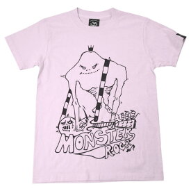 MONSTER ROCK モンスターロック Tシャツ (ライトピンク) sp025tee-lp -F- 半袖 桃色 パンクロックTシャツ 怪獣 ギター バンド イラスト かっこかわいい ストリート カジュアル メンズ レディース 男女兼用 大きめサイズ コットン綿100%【RCP】