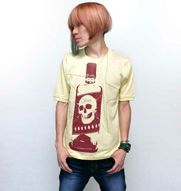 WhiskeyGhost1/2スリーブTシャツ-TheGhostWritertgw032hst-Z完-半袖teeドクロ柄スカルTシャツ髑髏骸骨ウィスキーグラフィックアメカジカットソーメンズレディースユニセックスオリジナルイエロー黄色コットン綿100%【RCP】
