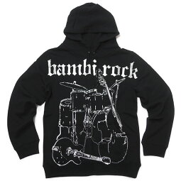 bambirockフーデットライトパーカー-hw005pk-Z完-スウェットロックバンドギターベースドラムグラフィックプリントアメカジカジュアルメンズレディース男女兼用かっこいいブラック黒色コットン綿100%オリジナルブランド【RCP】