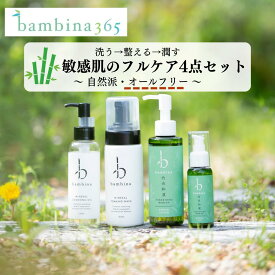 bambina365 洗う 整える 潤う4点セット クレンジング 120ml 泡洗顔 ローション 150ml 保湿ミルク 50ml 敏感肌 乾燥肌 アトピー 保湿 くすみ 角質 透明感 美白 竹炭 洗顔フォーム 乳液 パラベンフリー 竹炭 ミネラル 冬虫夏草 ケイ素 シリカ 硫黄 和漢 ギフト バンビーナ365