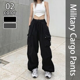 【半額クーポン対象】カーゴパンツ ドロスト ワイドパンツ ボトムス 長ズボン サイドポケット ダンス ヒップホップ カジュアル 薄手 ゆったり オシャレ トレンド 人気 プチプラ 韓国ファッション【lebt401-154】【予約販売：15-20日】【送料無料】メ込2